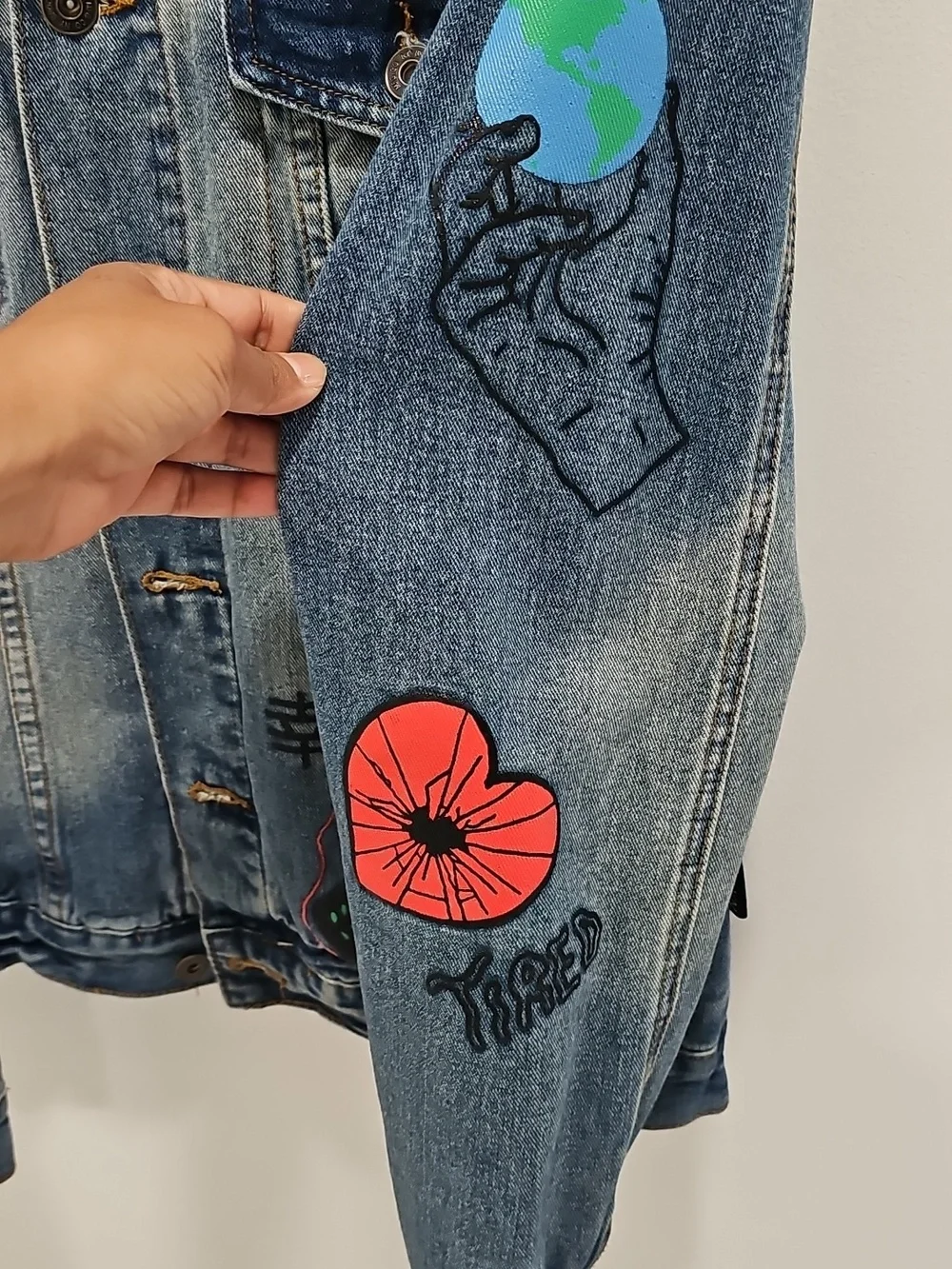 Brooklyn Cloth No Cap Retro 90s Graphics Denim Jean Jacket Unisex S - Picture 7 of 9